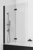 Dvoudílná skládací vanová zástěna 110 cm, levá, černá matná/sklo (SOLB2G 1100 06 07)