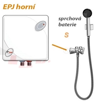  EPJ S  průtokový beztlakový ohřívač vody s horní sprchovou baterií