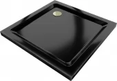 MEXEN/S - Flat Sprchová vanička čtvercová slim 100 x 100, černá + zlatý sifon 40701010G