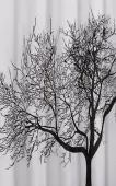 AQUALINE - Sprchový závěs 180x200cm, polyester, černá/bílá, strom ZP008