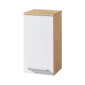 Bino koupelnová skříňka horní 63 cm, pravá, bílá/dub (CN676)