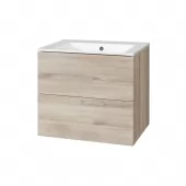 Aira, koupelnová skříňka s keramickym umyvadlem 61 cm, dub Kronberg (CN720)