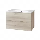 Aira, koupelnová skříňka s keramickym umyvadlem 81 cm, dub Kronberg (CN721)