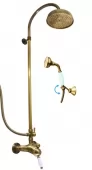 Vodovodní baterie sprchová LABE - STARÁ MOSAZ s hlavovou a ruční sprchou (L581.5/3SM)