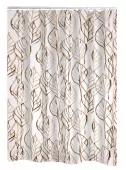 Sprchový závěs LEAVES, PVC - hnědý dekor, 180 × 200 cm (32618)