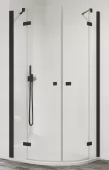 Sprchový kout čtvrtkruhový 90×90 cm s dvoukřídlými dveřmi, černá matná/sklo (ANR55 090 06 07)