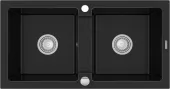 MEXEN - Mario granitový dřez dvě buňky 820x436 mm, černá / stříbrná metalíza 6504822000-73