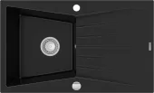 MEXEN - Cesar granitový dřez 1-mísa dřez s odkapávač 775x470 mm, černá 6514771010-77