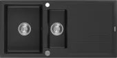 MEXEN - Andres granitový dřez s malým odkapávačem 1000 x 500 mm,černý/stříbrný metalik 6515101510-73