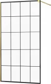 MEXEN/S - KIOTO Sprchová zástěna WALK-IN 140x200 cm 8 mm, zlatá, černý vzor 1 800-140-101-50-77