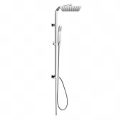 Sprchový set Quatro s tyčí, hadicí, ruční a talíř. hranatou sprchou, slim, nerez (CBQ60101SKN)