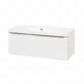 Mailo, koupelnová skříňka s umyvadlem z litého mramoru 101 cm, bílá, chrom madlo (CN517M)