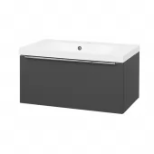 Mailo, koupelnová skříňka s umyvadlem z litého mramoru 81 cm, antracit, chrom madlo (CN536M)