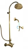 Vodovodní baterie sprchová LABE - STARÁ MOSAZ s hlavovou a ruční sprchou (L481.5/3SM)