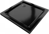 MEXEN/S - Flat sprchová vanička čtvercová slim 90 x 90, černá + černý sifon 40709090B