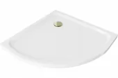 MEXEN/S - Flat sprchová vanička čtvrtkruhová slim 70 x 70, bílá + zlatý sifon 41107070G