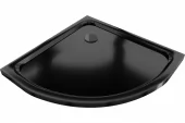 MEXEN/S - Flat sprchová vanička čtvrtkruhová slim 70 x 70, černá + černý sifon 41707070B