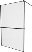MEXEN/S - KIOTO Sprchová zástěna WALK-IN s poličkou a držákem ručníků 80 x 200, transparent/černá 8 mm, černá 800-080-121-70-70