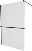 MEXEN/S - KIOTO Sprchová zástěna WALK-IN s poličkou a držákem ručníků 90 x 200, matné sklo 8 mm, černá 800-090-121-70-30