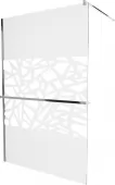 MEXEN/S - KIOTO Sprchová zástěna WALK-IN s poličkou a držákem ručníků 110 x 200, transparent/bílý dekor 8 mm, chrom 800-110-121-01-85