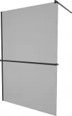 MEXEN/S - KIOTO Sprchová zástěna WALK-IN s poličkou a držákem ručníků 90 x 200, grafit 8 mm, černá 800-090-121-70-40