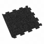 Černo-šedá gumová modulová puzzle dlažba (okraj) FLOMA FitFlo SF1050 - 47,8 x 47,8 x 0,8 cm