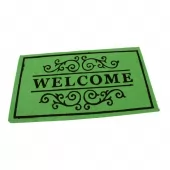 Zelená textilní vstupní rohož FLOMA Welcome - Deco - délka 33 cm, šířka 58 cm, výška 0,3 cm